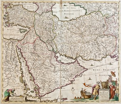 Mapa de Persia (Irán), Armenia, Anatolia (Turquía) y Arabia (península arábiga: Arabia Saudita, Kuwait, Emiratos Árabes Unidos, Omán, Catar, Yemen, Baréin) de Frederick de Wit