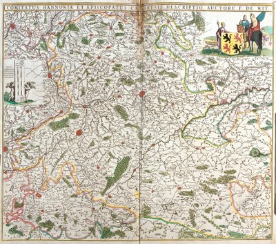 Mapa del Condado de Hainaut (Hainau) (Bélgica) y el Obispado de Cambresis (Francia) de Frederick de Wit