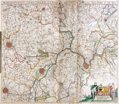 Mapa de los Marquesados del Sacro Imperio Romano Germánico y el Señorío de Malinas de Frederick de Wit