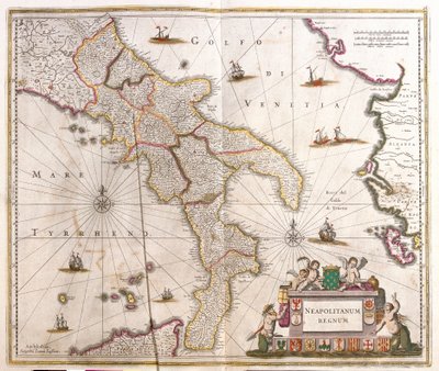 Mapa del Reino Napolitano (Italia) de Frederick de Wit