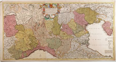 Norte de Italia. Mapa por Frederik de Wit, Ámsterdam, grabado en cobre. 1705 de Frederick de Wit