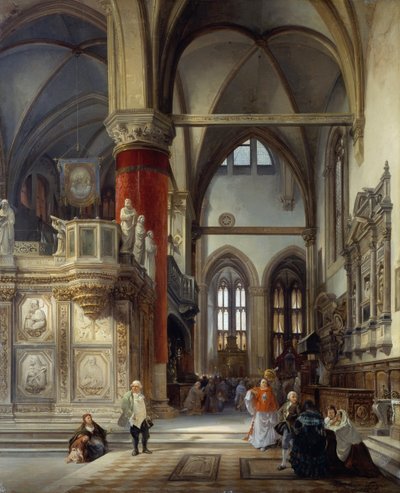 Interior de la iglesia de los Frailes (Frari) en Venecia de Frederico Moja