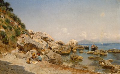 En la playa de Capri con el Vesubio de fondo de Frederico del Campo