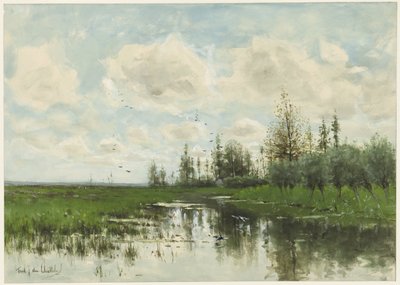 Piscina con árboles y pradera de Fredericus Jacobus van Rossum du Chattel