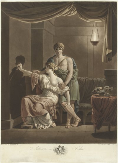 Philea dibuja el retrato de su amante Ariston usando la sombra de su perfil en la pared de Frederik Christiaan Bierweiler