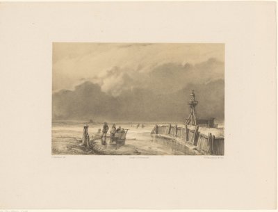 Paisaje de hielo con faro de Frederik Hendrik Weissenbruch