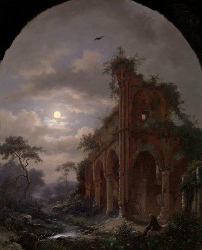 Monje meditando cerca de una ruina a la luz de la luna
Monje meditando cerca de una ruina de noche de Frederik Marinus Kruseman (signed by artist)