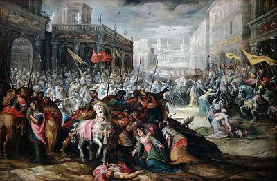 La reconciliación entre los romanos y los sabinos de Frederik Valckenborch
