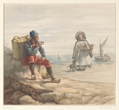 Pescadores en la playa de Frederik Willem Zürcher