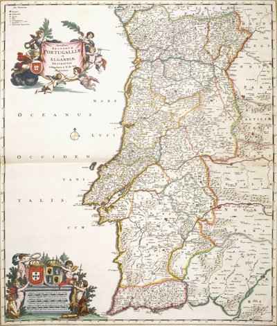 Mapa que muestra Portugal, c.1680 de Frederik de Wit