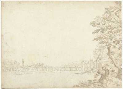Vista de una ciudad en un río (¿el Danubio?) de Frederik van Valckenborch