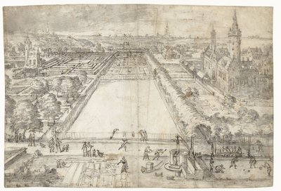 Castillo con parque, cerca de una ciudad de Frederik van Valckenborch