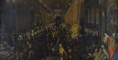 La fiesta de Belsasar, 1596 de Frederik van Valckenborch