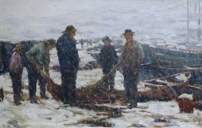 Pescadoras, c.1900 (óleo sobre lienzo) de Fredrik Kolstoe