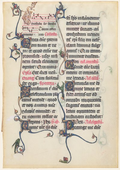 Hoja de manuscrito del Misal de Beauvais de French 13th Century