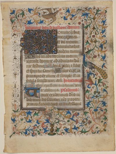 Hoja de Manuscrito de un Libro de Horas (incip. Passionis) de French 14th Century