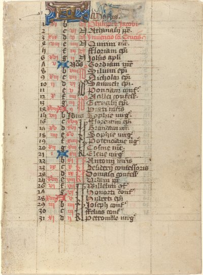 Página de un Libro de Horas de French 15th Century