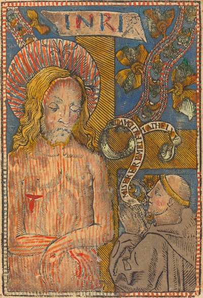 El Hombre de Dolores con un Franciscano de French 15th Century