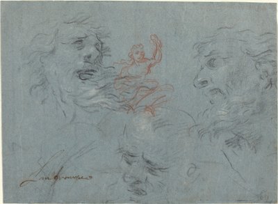 Estudio de cabezas [recto] de French 17th Century