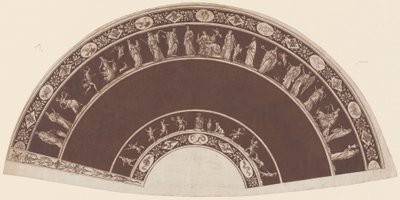 Un Abanico con Figuras Clásicas Procesando a Apolo de French 18th Century