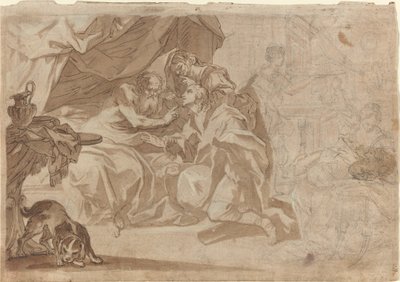 Jacob y Rebeca ante Isaac (recto) de French 18th Century