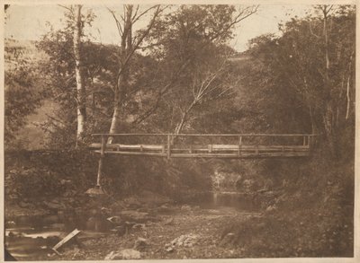 Paisaje con árboles y puente de French 19th Century