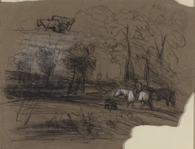 Jinete en el campo de French 19th Century