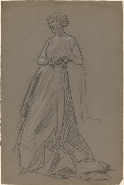 Mujer de pie apoyada en su codo de French 19th Century
