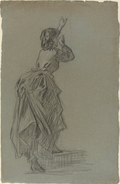 Joven Mujer Subiendo un Escalón de French 19th Century