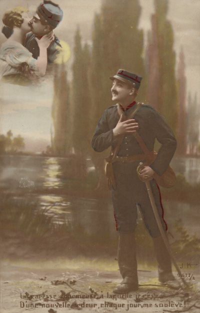 Un soldado imagina que él y su amor se besan de French Photographer