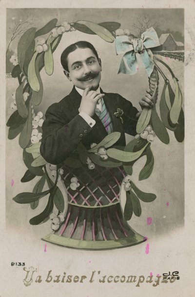 Acompañado con un beso (foto coloreada a mano) de French Photographer