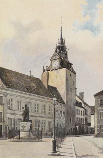 Beaune, Campanario y Estatua de G Monge de French Photographer