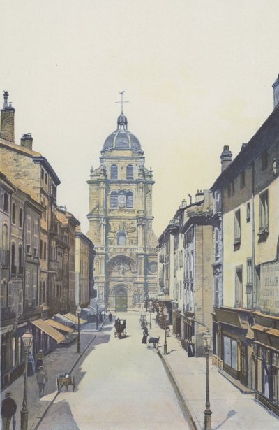 Bourg, Calle e iglesia Notre-Dame de French Photographer
