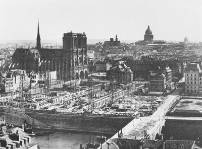 Construcción del Hôtel-Dieu, París, 1867 de French Photographer