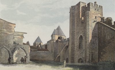 Carcassonne Cite, Lado sur Torre Saint-Nazaire (antes de la restauración completa) de French Photographer