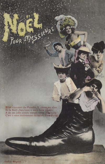 Tarjeta de Navidad con mujeres en un zapato de French Photographer