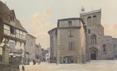 Courpière, Iglesia, fachada Oeste, y Plaza de French Photographer