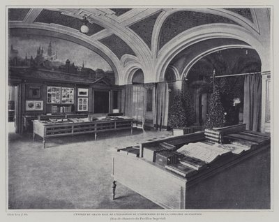 Entrada al gran salón de la exposición de impresión y libros en el pabellón alemán en la Exposición Universal 1900, París de French Photographer