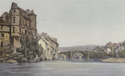 Espalion, Antiguo Palacio de Justicia y viejo Puente sobre el Lot de French Photographer