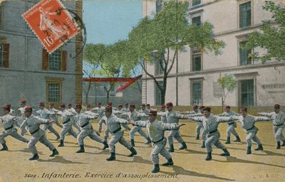 Infantería francesa ejercitándose, Postal enviada en 1913. de French Photographer