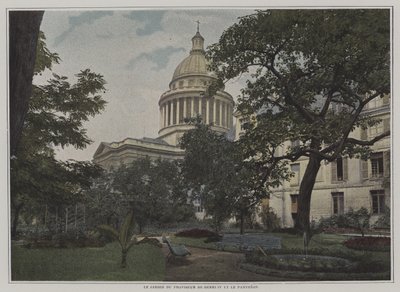 Jardín del director del Lycée Henri IV y la cúpula del Panteón, París de French Photographer