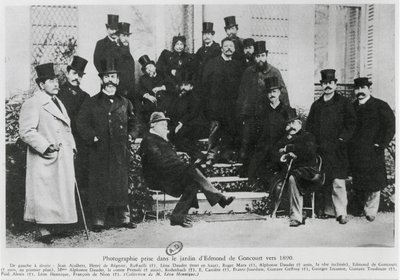 Grupo en el jardín de Edmond Huot de Goncourt, c.1890 de French Photographer