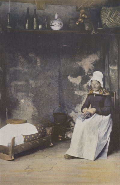 Interior de Auvernia, Mujer tejiendo de French Photographer