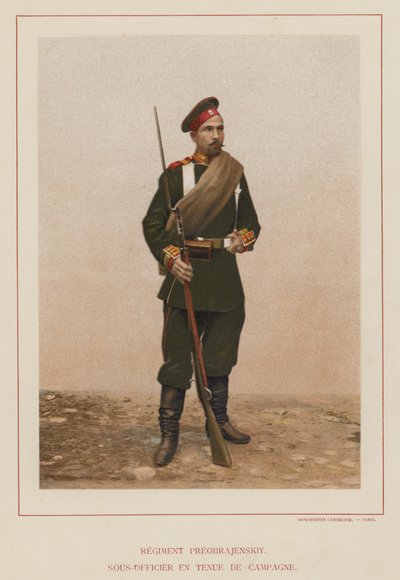 El ejército ruso: Regimiento Preobrajenskiy, suboficial en uniforme de campaña de French Photographer