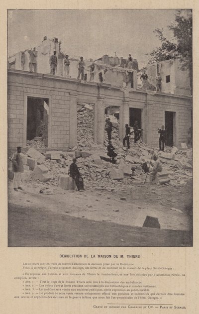 La Comuna de París, Demolición de la Casa de M Thiers de French Photographer