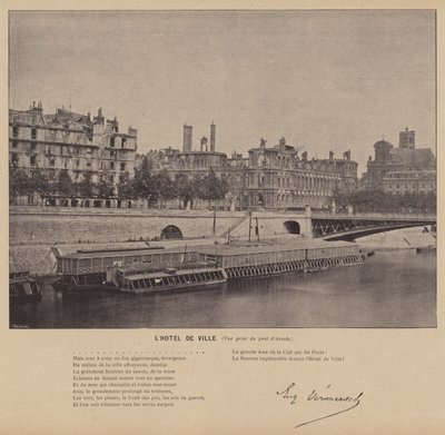 La Comuna de París, El Ayuntamiento, Vista desde el puente de Arcole de French Photographer