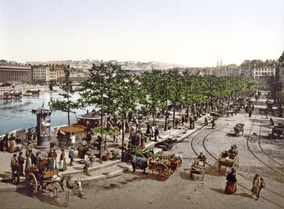 Marché Saint Antoine, muelle de los Celestinos, Lyon, c.1900 de French Photographer