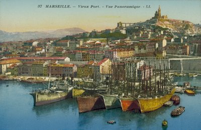 Marsella: Vieux Port, vista panorámica (foto coloreada) de French Photographer