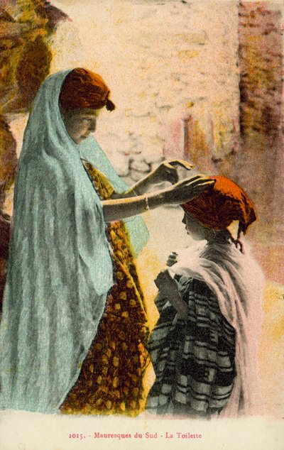 Mujer musulmana y niño (foto coloreada) de French Photographer