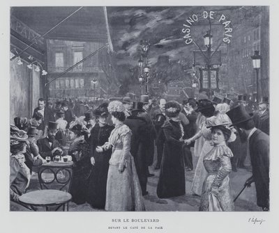 En el bulevar fuera del Café de la Paix, París de French Photographer
